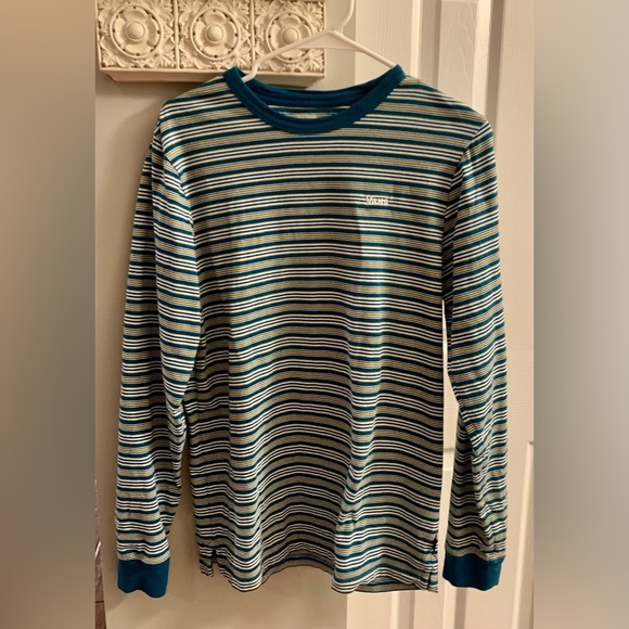 Vans Tops - Vans Teal and White Striped Shirt